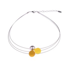 Adi Modeschmuck Polaris necklace "Alice", 3-strand choker made of 14 mm Polaris beads with an accent bead made of metallic lacquered acrylic, handmade in Berlin., Plastic