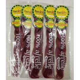 [ Pack of 5 ] RastAfri Pre-Stretched Silky Braiding Hair (Burgundy)