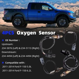 A-tnewb 4PCS Oxygen O2 Sensor 4PCS Fit for 2011-2014 Ford F150 F-150 5.0L 6.2L Repalce# 234-5113 234-5076 234-4494 Upstream & Downstream