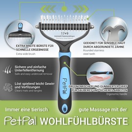 Hundebürste & Katzenbürste Fellpflege von PetPäl - Premium Wohlfühl Unterwollbürste & Unterfellbürste für Mittel- & Lang-Haar - Massage Hundekamm, Fellkamm - Unterfell & Unterwolle Einfach Entfernen & Verfilzungen Lösen für Gesundes Fell - Auch für Große