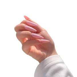 24Pcs Stiletto Press on Nails with Solid Color Design, Stiletto Manicure Art Acrylic Long Stiletto Fake Nails Stick on Nails Glossy Pink Stiletto False Nails Gel Glue on Nails for Coquette Women Girls