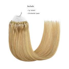 Yamel Micro Loop Hair Extensions 1G 50 Strands 16 Inch Blonde Highlight Micro Ring Beads Human Hair Micro Loop Human Hair Extensions