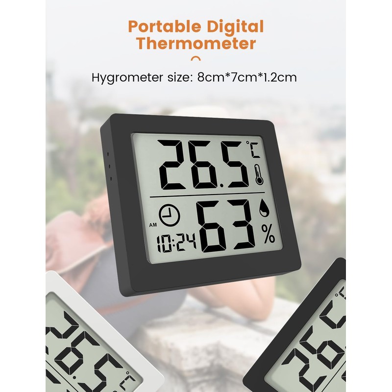 Digital Thermo-Hygrometer Indoor Thermometer Hygrometer Temeo Hygro Indicator 3.1 Inch