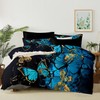 CCoutueChen Butterfly Comforter Set King Size, Blue Gold Marble Bedding