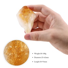 KYEYGWO Natural Citrine Points Raw Crystals and Healing Stones Rough Rocks for Tumbling, Decoration, Polishing, Wire Wrapping, Wicca & Reiki, 50-100 g
