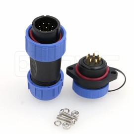 Eonvic HE21 8 Pin Waterproof Connector Aviation Circular Connector Threaded Plug Socket 8-12mm Cable for Industrial Power Lighting Indoor Outdoor