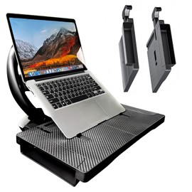 2-in-1 Carbon Fiber Steering Wheel Tray & Detachable Seat Gap Filler Organizer, Foldable Adjustable Car Laptop Desk for Working Eating Writing, Universal Fit for Round Steering Wheels Car SUV Truck