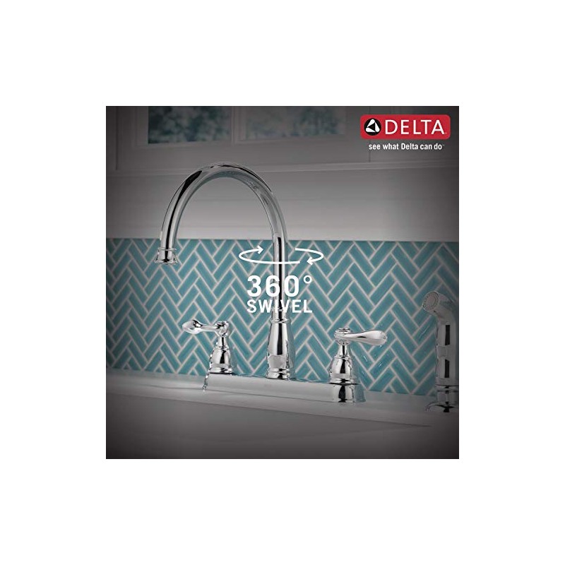 Delta Windemere Chrome Kitchen Faucet with Side Sprayer, Traditional 4