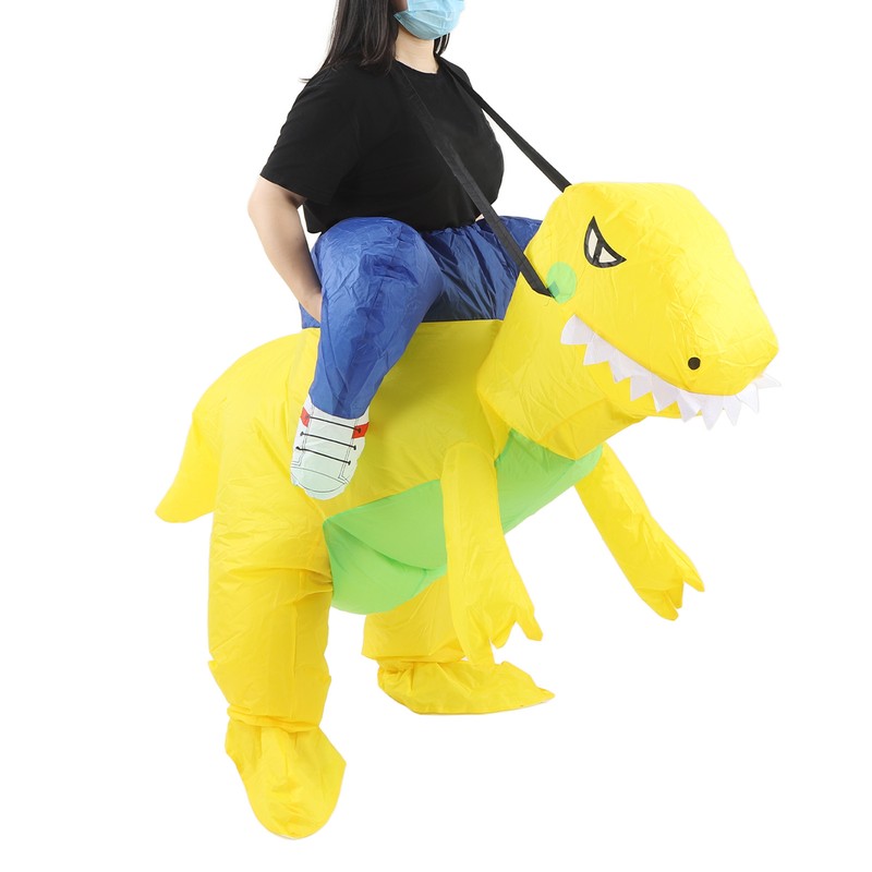 Yellow Dinosaur Inflatable Costume Half Body Model Weird Dinosaur Shape