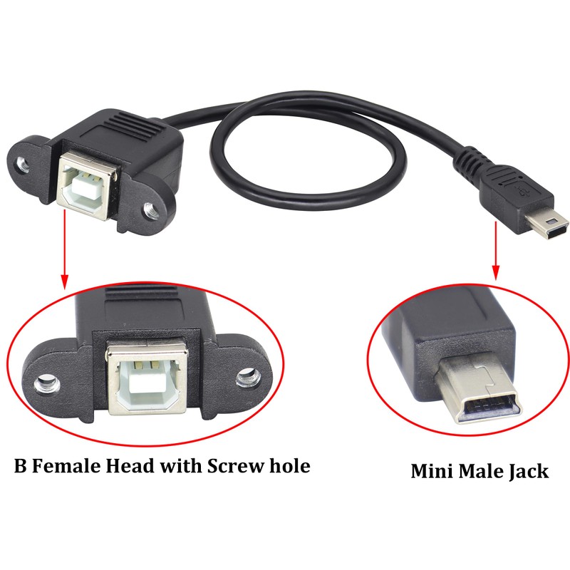 HCFeng Mini USB Printer Cable, Mini USB Male to USB