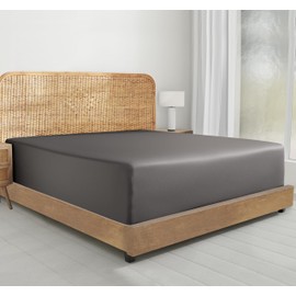 California Design Den 100% Organic Cotton Twin Fitted Sheet Only, Percale Deep Pocket Twin Sheets, Lightweight, Snug-Fit Twin Fitted Sheet, Dorm Rooms, 1 Pc Fitted Sheet (Grey)