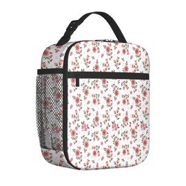cvthgyy Flower Insulated Lunch Bag Women Tote Bag for Flower Lovers, Large Capacity Lunch Box, Reusable Lunch Box for Adults Picnic Work (Flower-B)