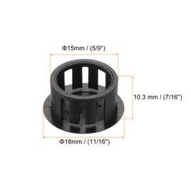 MECCANIXITY 64PCS 15mm(9/16") Black Plastic Hole Plugs, Flush Type Panel Hole Plugs Insert End Caps for Locking Hole Tubes Furniture Cabinet