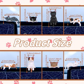 Tucnoeu 8pcs Cute Cat Fingurine, Mini Cat Figurines, Computer Monitor Decor, Car Accessories Interior, Mini Resin Cats for Computer Monitors, Car Screens, Desks