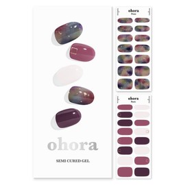 ohora Semi Cured Gel Nail Strips (N Tie-dye) - Works with Any Nail Lamps, Salon-Quality, Long Lasting, Easy to Apply & Remove - Includes 2 Prep Pads, Nail File & Wooden Stick - Purple