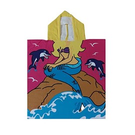 Palgrave Ltd Children's Mermaid Shark Beach Bath Towel with Hooded Poncho (Mermaid Poncho Towel)