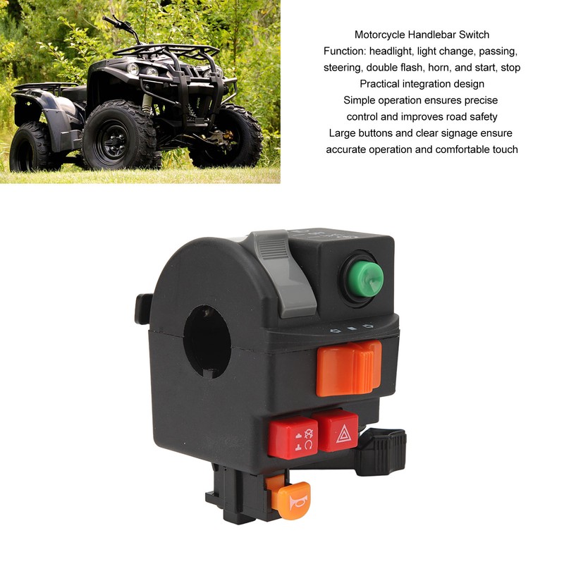 7/8in 22mm Motorcycle Handlebar Switch Headlight Turn Signal Horn Flash