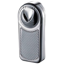 Visol Dobrev V Chrome and White Carbon Fiber 5 Torch Flame Table Lighter