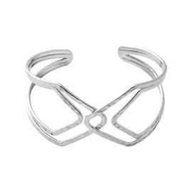 SENFAI Women Wide Hollow Cuff Bangles Statement Jewelry Punk Copper Opening Bangle Bracelets (Silver)