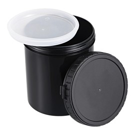 uxcell Empty Plastic Paint Pail with Sealing Strip Lid 0.26 -Gallon/1000mL Seal Storage Container Black 2Pcs