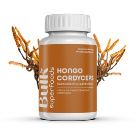 BULK SUPERFOOD Hongo Cordyceps en Cápsulas - 60 Cápsulas - Hongos Adaptógenos - Suplemento Alimenticio Natural - 100% Orgánico