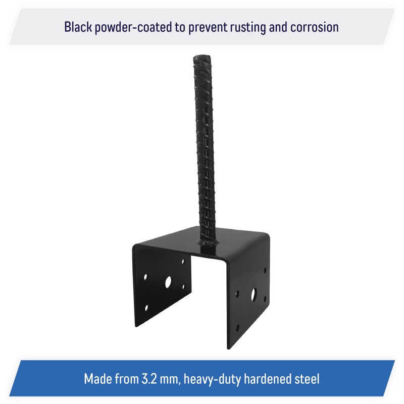 U Shaped 6x6 Deck Post Concrete Anchor Spike, Fence Post