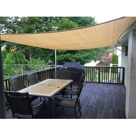 Quictent 20X16FT 185G HDPE Rectangle Sun Shade Sail Canopy 98% UV Block Outdoor Patio Garden with Hardware Kit (Sand)