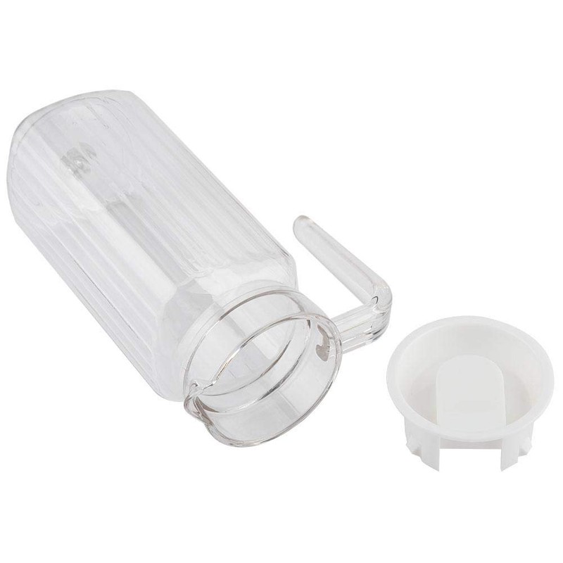Acrylic Jug Carafe with Lid and Handle Ribbed Striped Juice