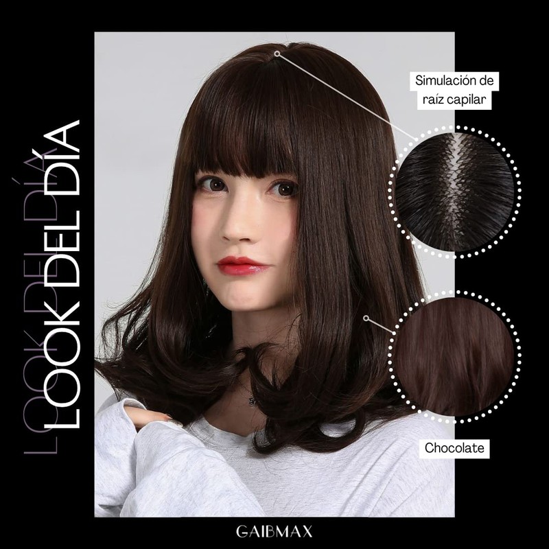 GAIBMAX - Pelucas para mujer cabello aspecto natural, peluca de