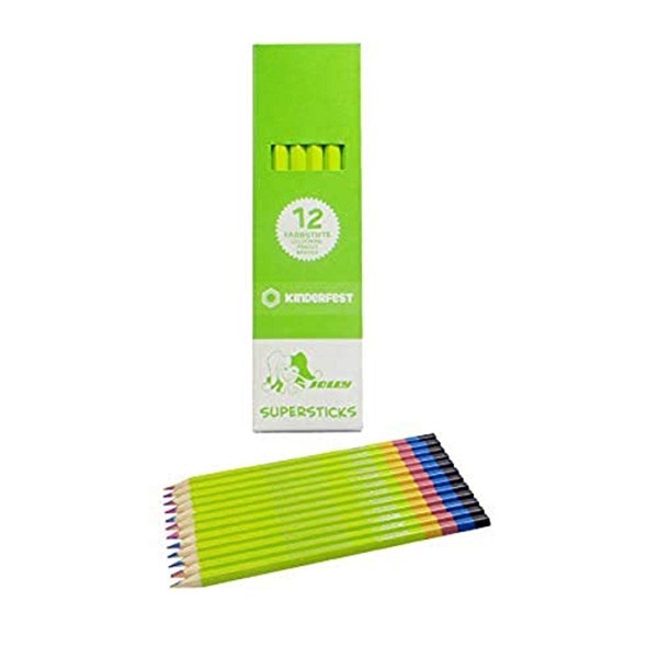 JOLLY Superstick Rainbow Colouring Pencils, Colouring Pencils, 4 Colours in