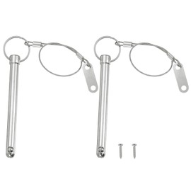 PATIKIL Quick Release Pin, Diameter 3/8"(10mm), Total Length 4"(100mm), Effective Length 3.2"(82mm), 2pcs Bimini Top Pin with Lanyard Prevent Loss Marine Hardware Silver