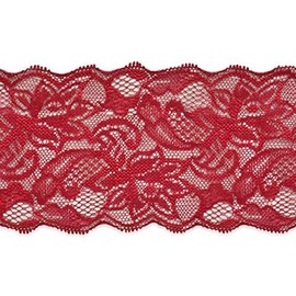 Trims by the Yard 5 Yards of Breanne 3 1/4" Stretch Raschel Lace Trim, Wine