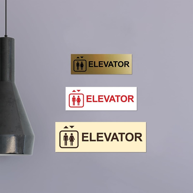 Basic Elevator Sign (Brushed Silver) - Large - (5 Pack)