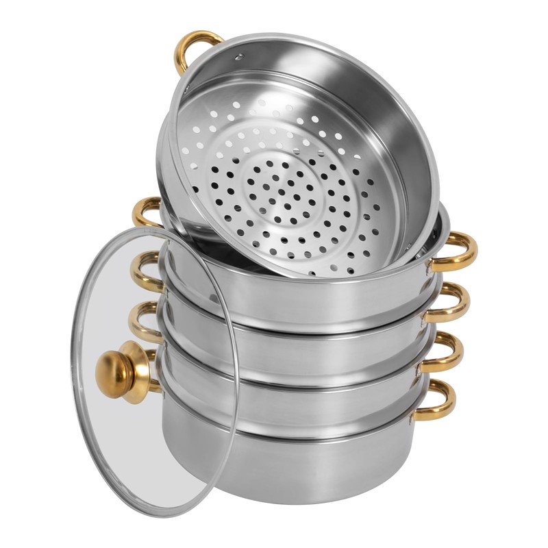 5 Tier Stainless Steel Steamer Pot, 11.8In/30cm Food Steamer Cookware