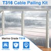 50 Pack Invisible Cable Railing Kit for 1/8" Wire, Marine