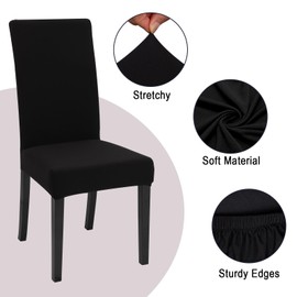 FRKOKRFA Chair Covers, Set of 4, Stretchy Dining Room Chair Covers, Removable Washable Chair Covers, Modern Elastic Covers for Home, Hotel, Banquet, Party Decoration and Wedding (Black)