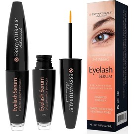 EssyNaturals Advanced EssyNaturals Suero para el crecimiento de pestañas y cejas Fórmula sin irritación, suministro para 3 meses (3 ml)