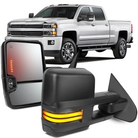 OCPTY Tow Mirror Fit For 2014-2018 For Chevy For Gmc 1500 2015-2019 For Chevy For Gmc 2500/3500 Hd Towing Mirrors 1 Pair Mirrors Power Adjusted Heated Led Turn Signal Running Back Up Light