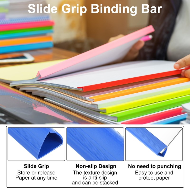 PATIKIL 10Pcs Binding Bars, 25mm Binding Bars Slide Grip 220