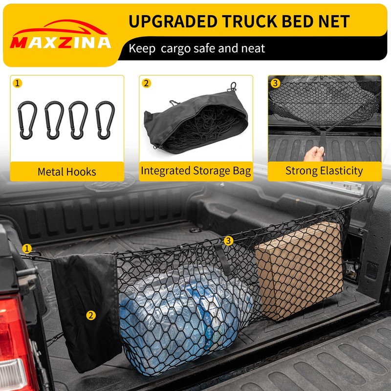 Maxzina Cargo Net Compatible with 2022-2026 Ford Maverick Truck Bed