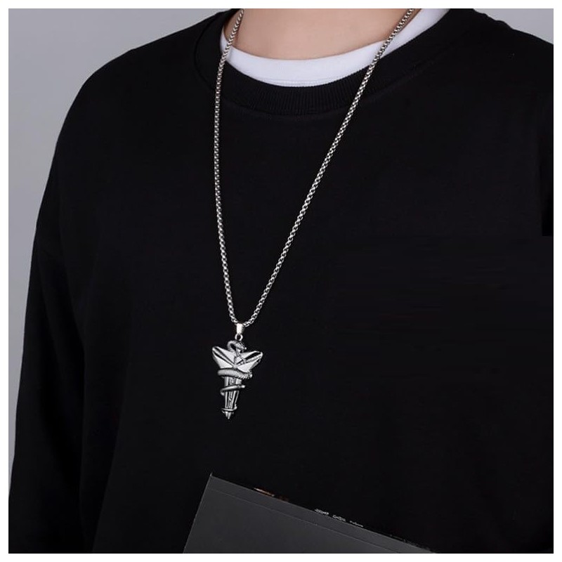 Q&D&S 2pcs Men's Punk Necklace Retro Viper Mamba Pendant Necklace