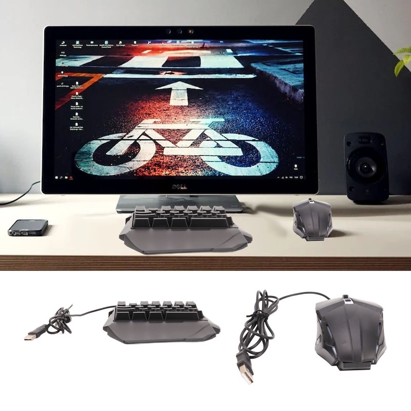 One Handed Keyboard Mouse Set Wired 35 Keys RGB Backlight