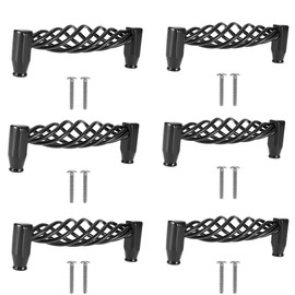 CATTY Pack of 6 Cabinet Drawer Door Handles, Alloy Knobs, Furniture Handles, Black Pull Handle, Kitchen Cabinet Pull, for Dresser Drawers, Drawer Knobs, Hardware Door Handles (with 12 Screws)