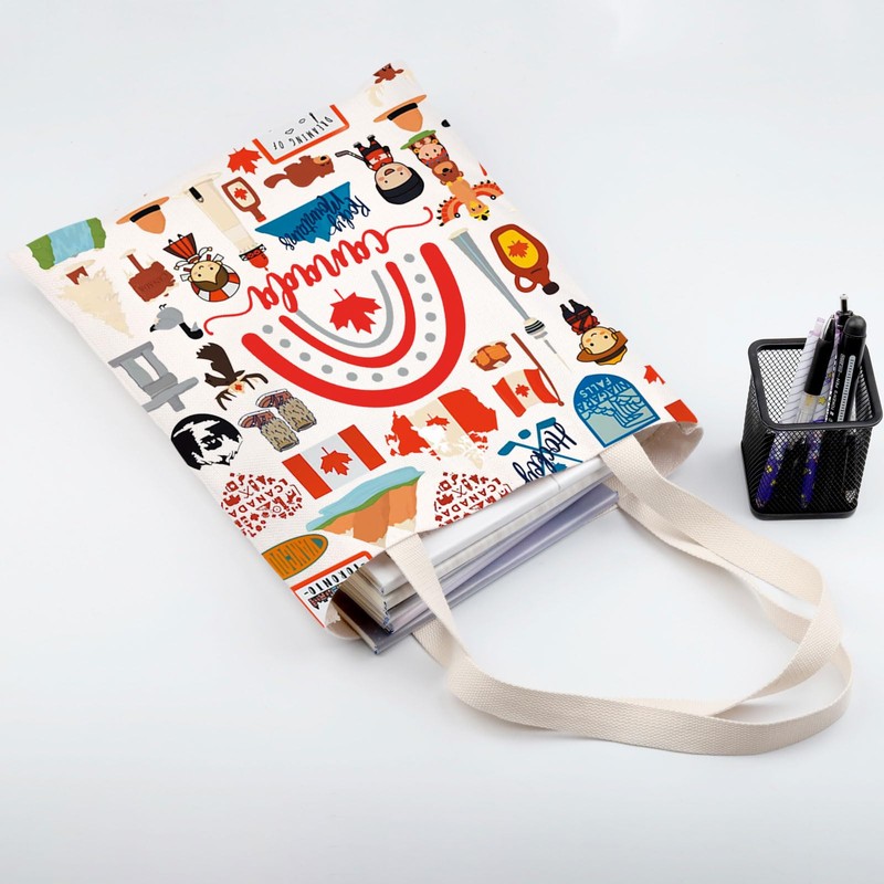 FEELMEM Canada Trip Tote Bag Canada Travel Reusable Shopping Bag