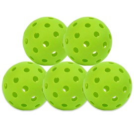 Msxenophile 5 PCS Pickleball Balls, Green Pickleball, Pickleball Balls Indoor with 40 Small Precisely Drilled Holes, Durable Pickle Ball for Outdoor Indoor Game Training Sports Accessories