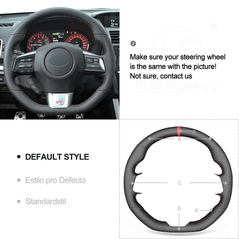 MEWANT Hand Stitched Genuine Leather Steering Wheel Cover for Subaru