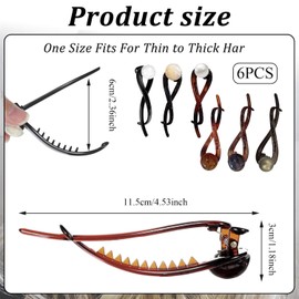 Xinghonyac 6 Pcs Pearl French Twist Hair Pins, Banana French Pearl Hair Clips, Elegant French Pearl Hair Claw Clips for Women Girls Hair Accessories