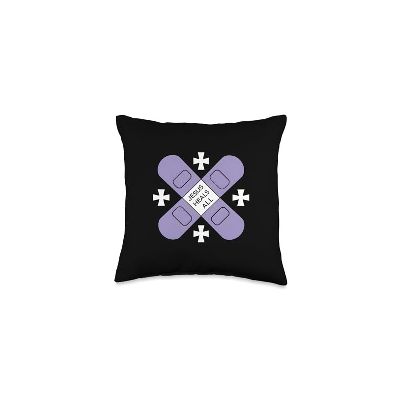 Jesus Heals Band-Aids Christian Faith Religious Throw Pillow