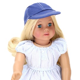 Sophia's Cotton Canvas Baseball Cap with White Stitching and Faux Eyelets for 18 Inch Boy or Girl Dolls, Navy