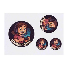 Azeeda 4 x 'Gamer-Mädchen' Temporäre Tattoos - Wasserfest, Hautfreundlich & Ungiftig · Transfers in Verschiedenen Größen (TO00086008)